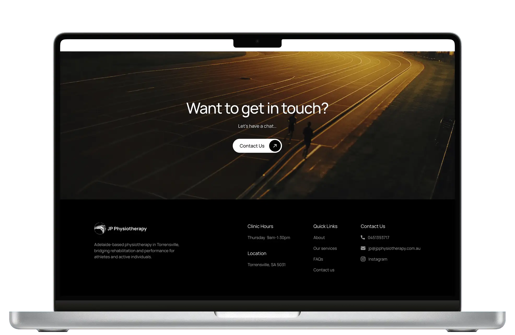 Contact page on desktop