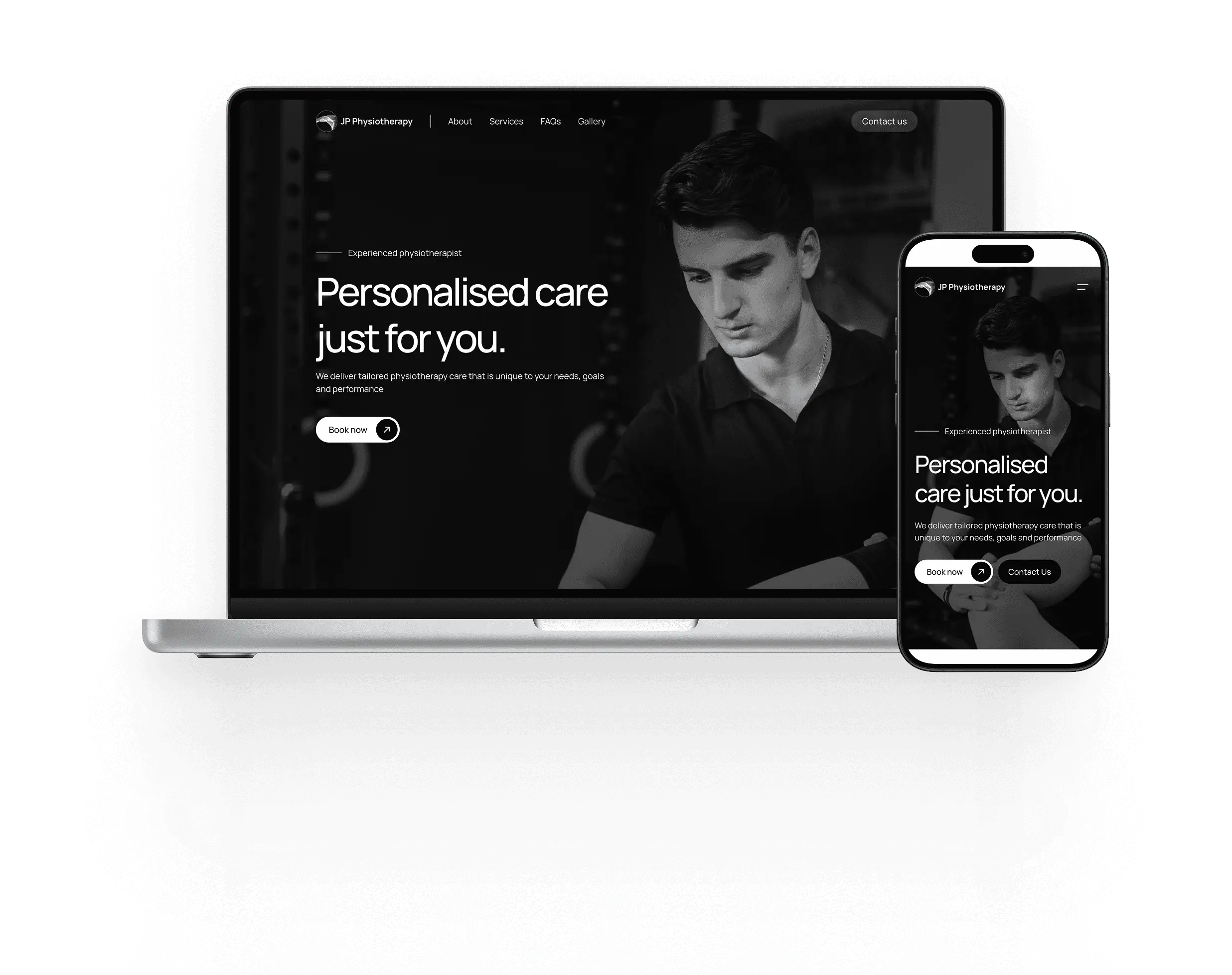 JP Physiotherapy website on laptop and phone