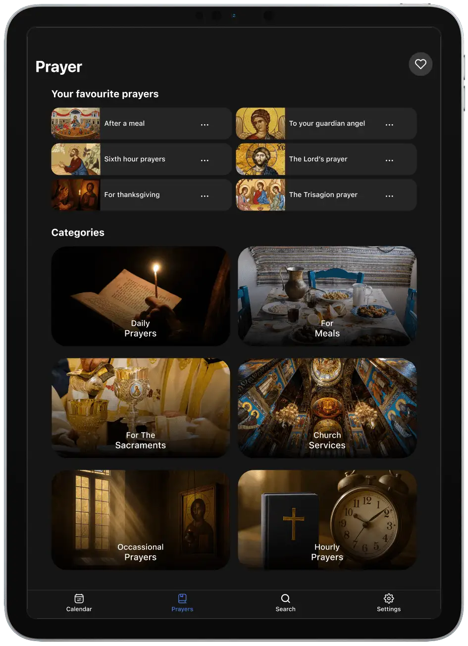 Prayers list on iPad